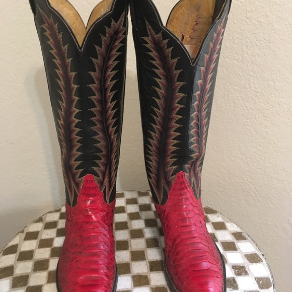 red snakeskin cowboy boots